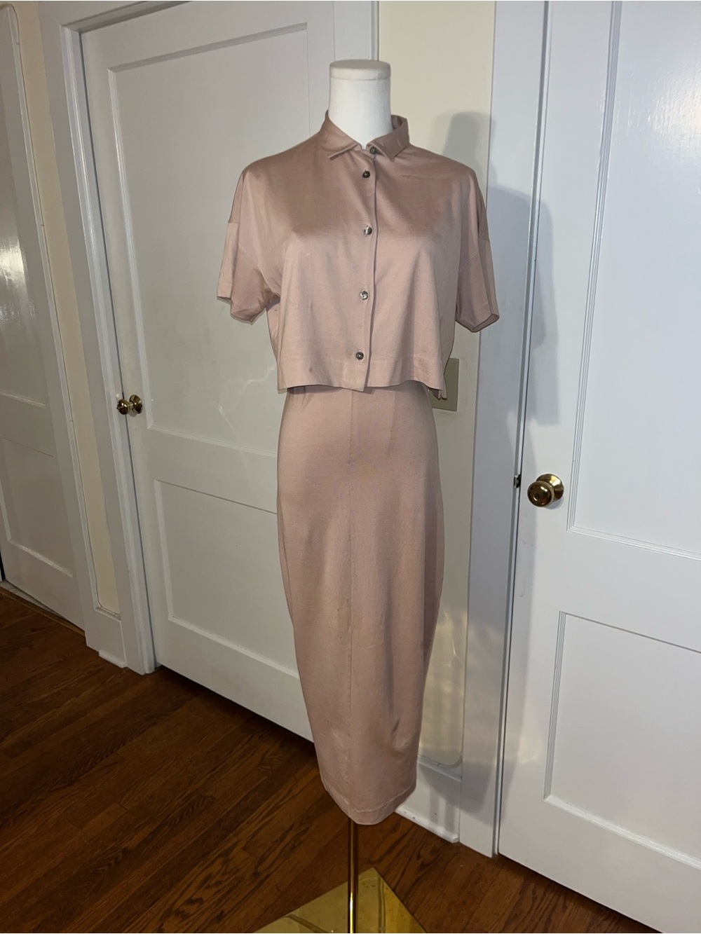 Romeo Gigli 90s Blush Open-Back Skirt Set – Rare Italian Archive